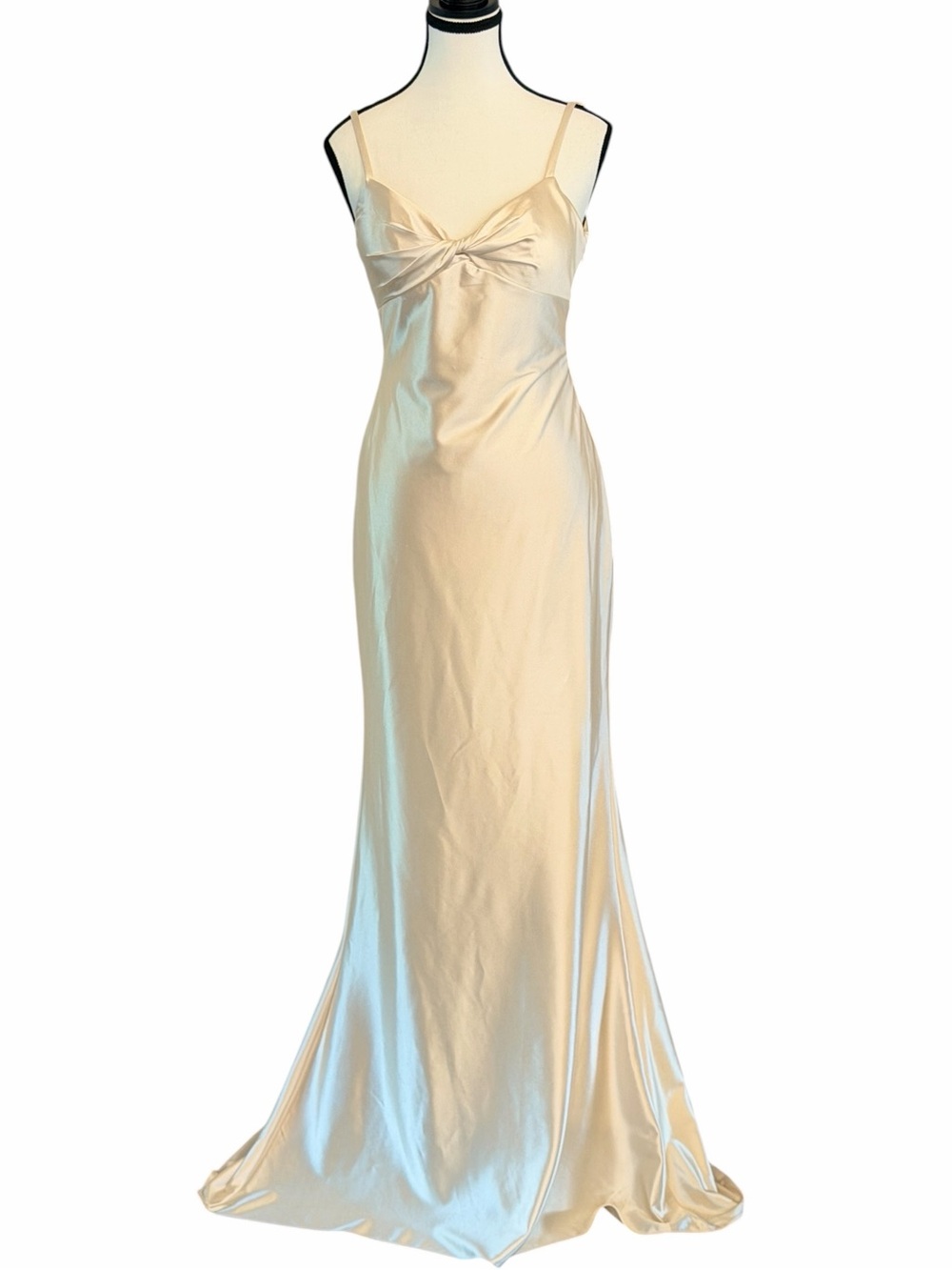 NWT Zatena Ivory Satin Open Back Mermaid Wedding Gown Size 4